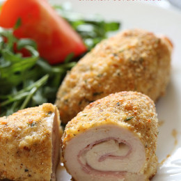 This healthy Chicken Cordon Bleu recipe is a family favorite! Stuffed with ham and cheese then breaded and baked in the oven or made in the air fryer.
