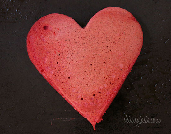 These lightened-up red velvet pancakes are made with a blend of white whole wheat flour and all purpose, then topped with a light cream cheese topping. I adore red velvet, so I can't think of a more fitting time to make red velvet pancakes, then for Valentine's Day!