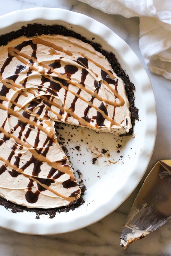 This easy No Bake Peanut Butter Pie is light and creamy – one of my favorite dessert recipes!
