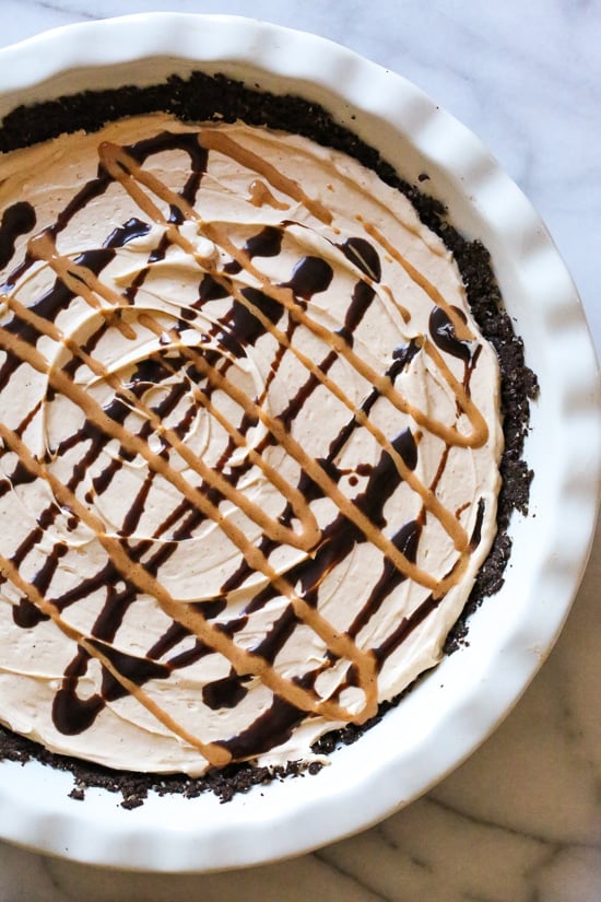 This easy No Bake Peanut Butter Pie is light and creamy – one of my favorite dessert recipes!