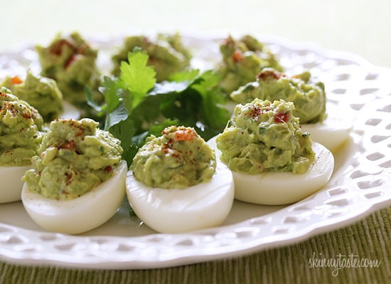 Guacamole Deviled Eggs Guacamole Deviled Eggs make a healthy appetizer made with hard boiled eggs filled with mashed avocado, cilantro and lime juice.