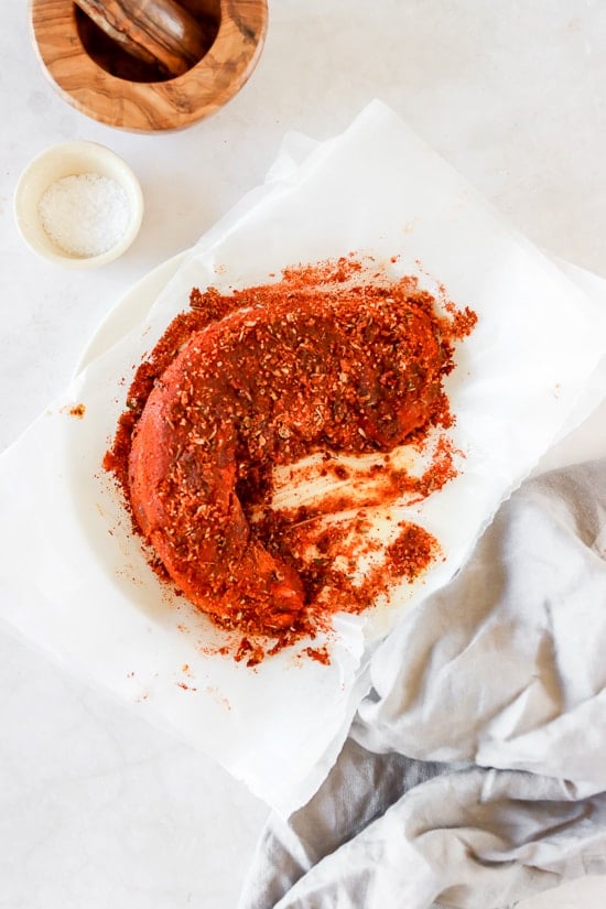 adobo seasoning on pork tenderlon