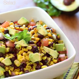 I love this Southwestern black bean salad when the weather warms, it makes enough to feed a crowd. Also makes a great side dish or appetizer if served with chips or as a topping for taco salads. You can even serve with grilled meat and fresh tortillas.