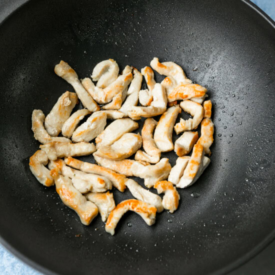 chicken breast in wok