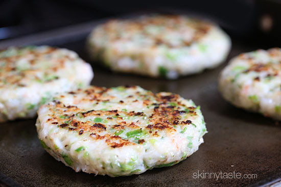 These shrimp cakes are light and delicious, made with jalapenos, scallions, and cilantro then topped with a little fresh lime juice and a few slices of avocado.