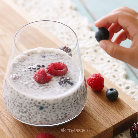 I LOVE chia pudding! And what can be easier than throwing a few chia seeds into a jar with fresh fruit berries and almond milk and giving it a good shake!