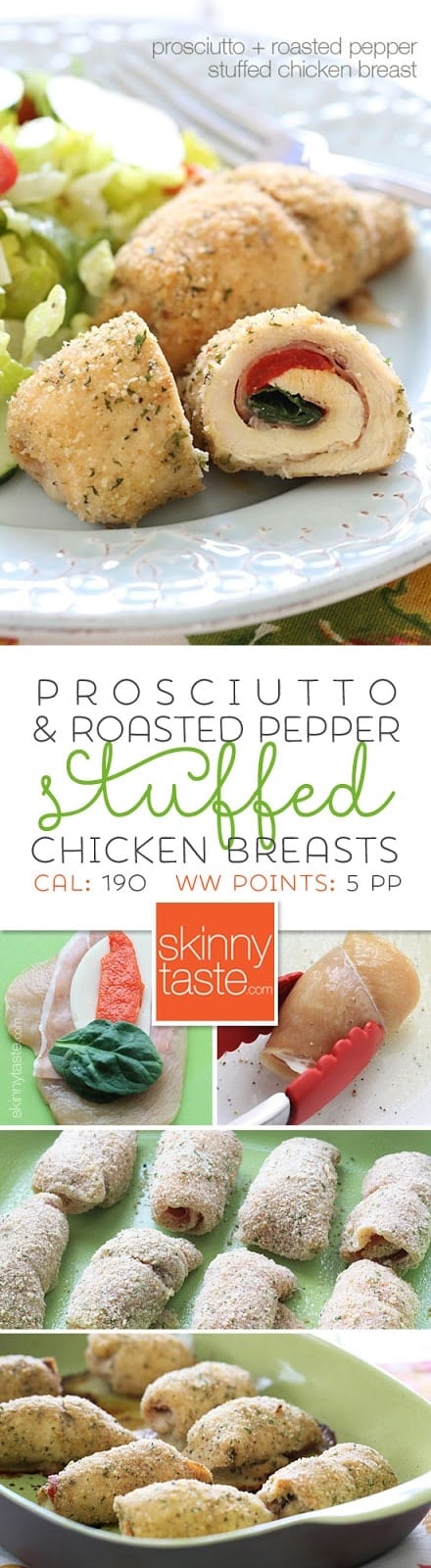 Roasted Red Pepper and Prosciutto Stuffed Chicken Breast Roasted Red Pepper and Prosciutto Stuffed Chicken Breast – baked, not fried and they are easy to make!