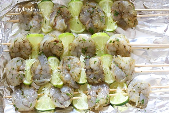 Cilantro Lime Shrimp on skewers