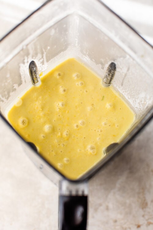 pureed soup in blender