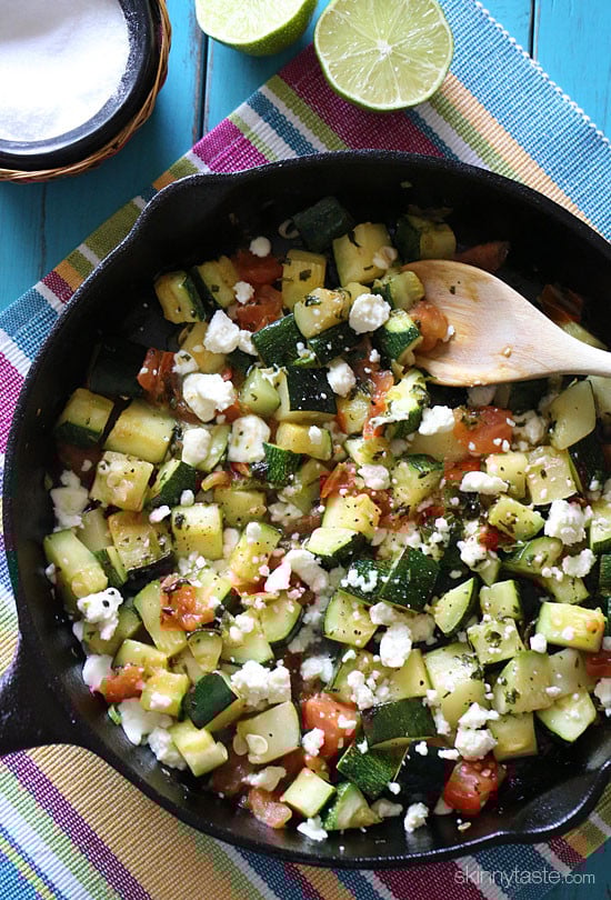This zucchini is incredibly delicious with a little bit of a Mexican kick from the jalapeno then topped with melted queso blanco. It's also easy and quick, a must try!