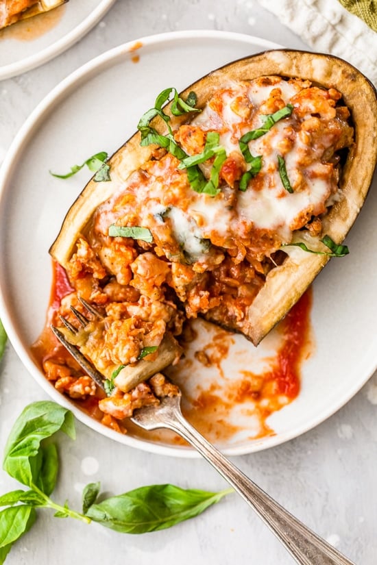 Stuffed Eggplant Parmesan Boats