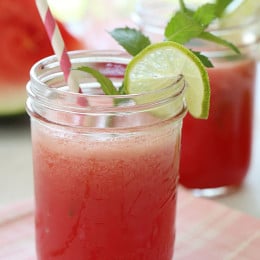 Agua Fresca – Can't think of anything more thirst quenching than this on a hot summer day – chilled watermelon puree, a squeeze of lime, over a glass of ice.