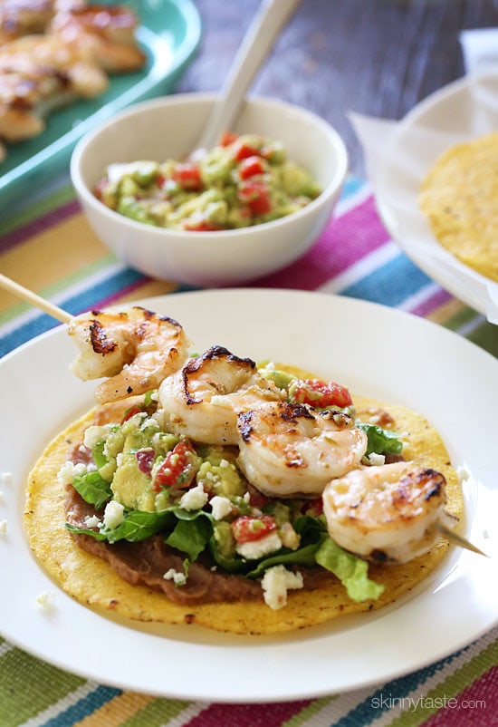 Grilled Shrimp Tostadas Grilled Shrimp Tostadas – I make these indoors on my little grill pan, super easy and delish!