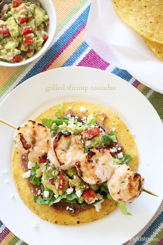 Grilled Shrimp Tostadas Grilled Shrimp Tostadas – I make these indoors on my little grill pan, super easy and delish!