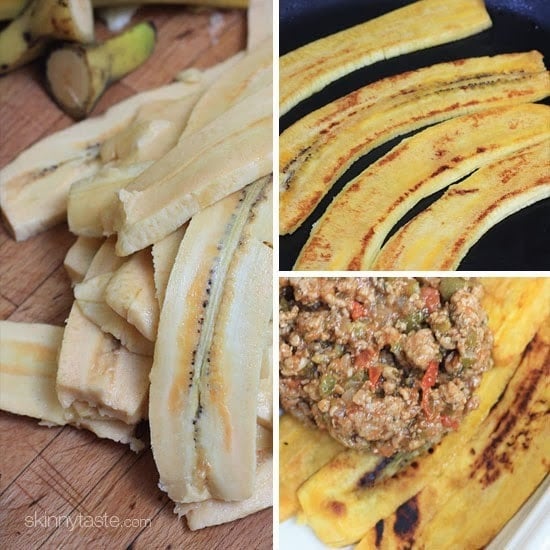 Turkey Pastelón is a latin lasagna made of strips of sweet plantain layered with savory picadillo and cheese. It's that sweet salty thing that makes it taste SO good!