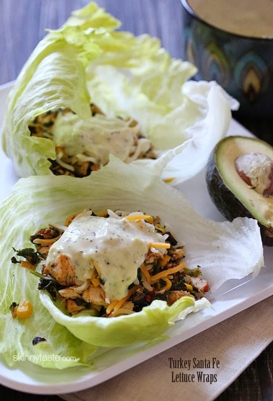 These Santa Fe turkey lettuce wraps are SO good, you'll WANT to save some leftover turkey just to make them (or leftover chicken breast would work too)!