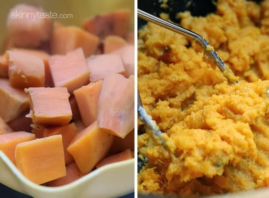 These savory garlic sweet potato smash are the perfect addition to your turkey dinner – let your slow cooker help you out in the kitchen this Thanksgiving!