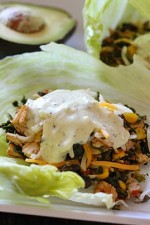 These Santa Fe turkey lettuce wraps are SO good, you'll WANT to save some leftover turkey just to make them (or leftover chicken breast would work too)! Have you ever had the Spinach Santa Fe Egg Rolls with the Cilantro Ranch Dipping Sauce from Chili's? They're dangerously good – I don't even want to know how many calories they are. That's where the inspiration for these lighter lettuce wraps came from.