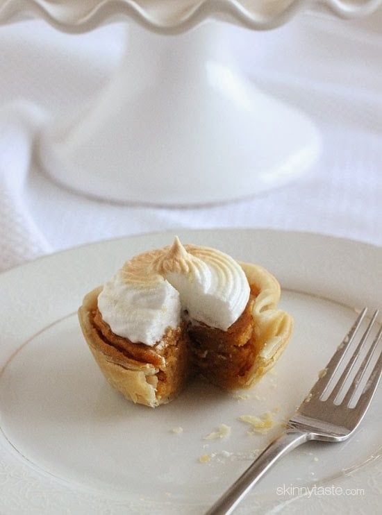 Mini Sweet Potato Meringue Pie with a fork.