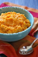 A savory slow cooker garlic mashed sweet potatoes recipe that's the perfect addition to your turkey dinner – let your slow cooker help you out in the kitchen this Thanksgiving!
