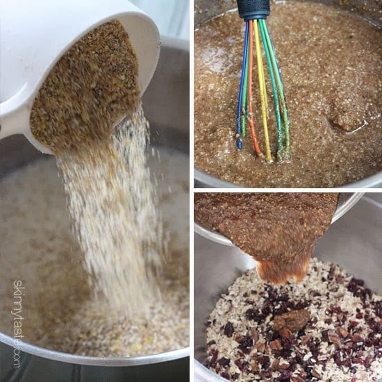 Chewy bars with chunks of toasted pecans and dried cranberries combined with toasted oats, almond butter and pure maple syrup. I'm in LOVE with these bars!