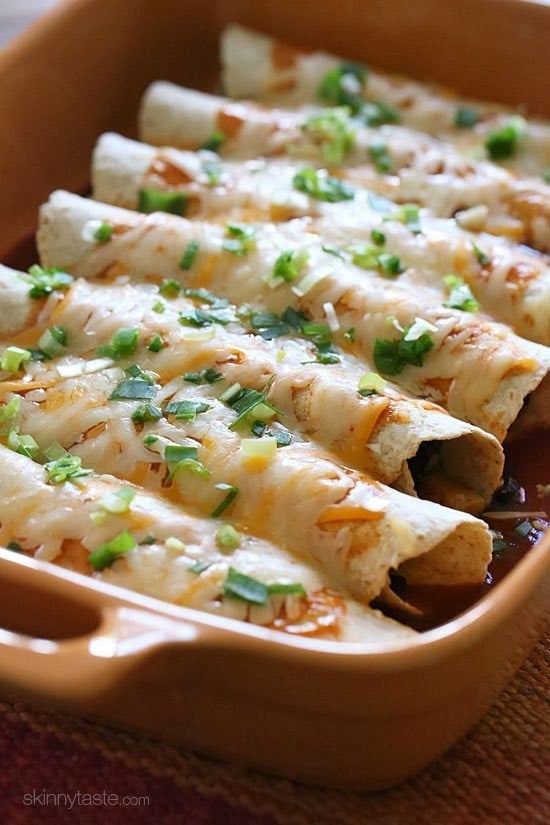 Butternut Squash and Black Bean Enchiladas Butternut squash, black beans, tomatoes, cilantro and spices are simmered in a skillet with green chilies and jalapeno, then wrapped in tortillas and baked in the oven with enchilada sauce and cheese – these vegetarian enchiladas are delicious and perfect for meatless Mondays, or any day of the week!