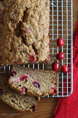Moist cranberry banana bread with fresh cranberries