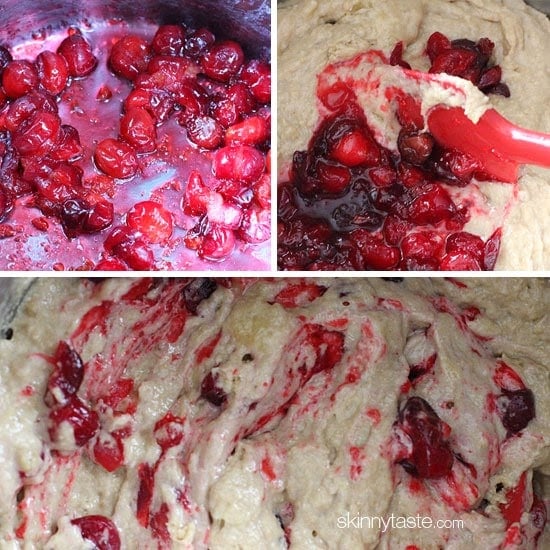 Making cranberry banana bread with fresh cranberries