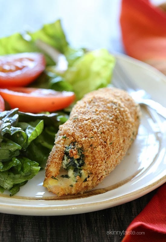 This easy spinach and feta stuffed chicken breasts dinner are basically chicken cutlets stuffed with spinach feta and ricotta, breaded and baked to perfection!
