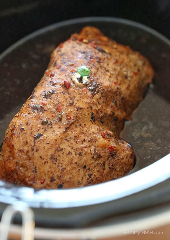 This Crock Pot Balsamic Pork Roast is so easy and literally falls apart once cooked. Here it's cooked with balsamic vinegar and honey which gives it a slight tang that I love!
