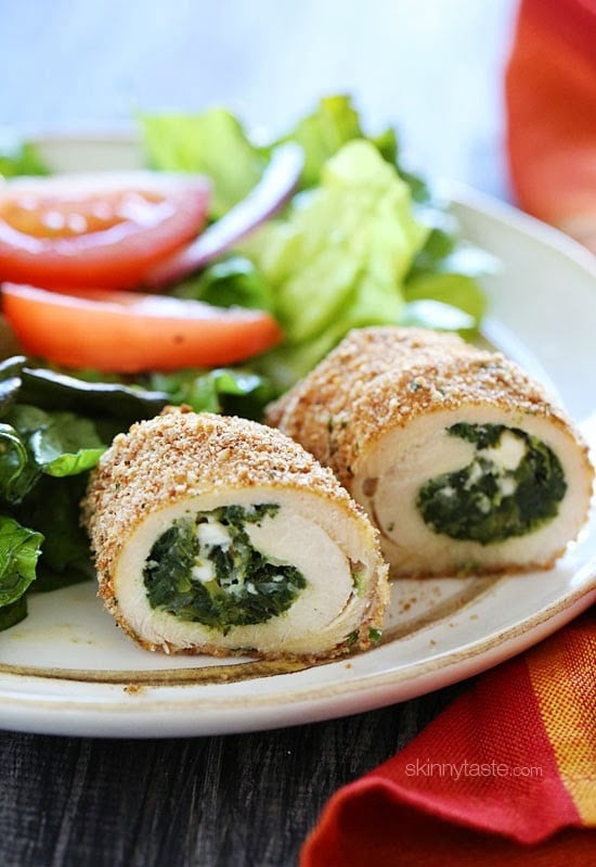 This easy spinach and feta stuffed chicken breasts dinner are basically chicken cutlets stuffed with spinach feta and ricotta, breaded and baked to perfection!