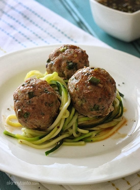 Asian Turkey Meatballs With Lime Sesame Dipping Sauce These Asian inspired meatballs are out of this world! Made with ground turkey, ginger, scallions, cilantro and sesame oil with a tangy sesame-lime dipping sauce