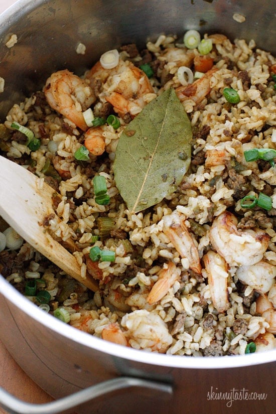 Dirty Brown Rice with Shrimp A healthier version of dirty rice using brown rice and lean ground beef – delicious!