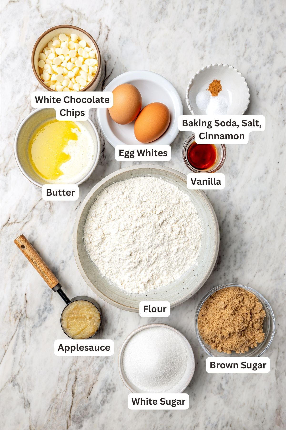 Overhead view of fruit pizza ingredients