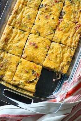 Veggie Ham and Cheese Breakfast Egg Casserole