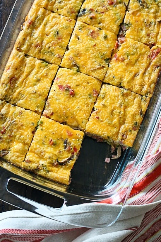Veggie Ham Egg and Cheese Bake Make this delicious and easy breakfast veggie ham and cheese egg bake for brunch or make it ahead for meal prep for the week.