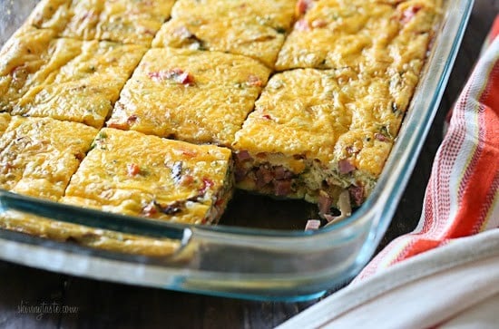 Make this delicious and easy breakfast veggie ham and cheese egg bake for brunch or make it ahead for meal prep for the week.