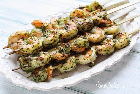 Grilled Pesto Shrimp Skewers