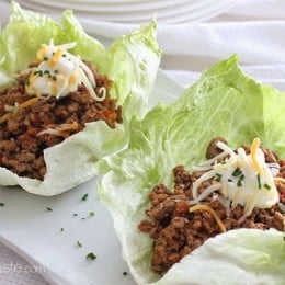 Turkey taco lettuce wraps are my go-to recipe when I want to eat something easy, delicious and light, and of course, healthy and low-carb! I forgo the taco shells and use lettuce leaves instead, and don't even miss them!