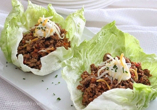 Turkey taco lettuce wraps are my go-to recipe when I want to eat something easy, delicious and light, and of course, healthy and low-carb! I forgo the taco shells and use lettuce leaves instead, and don't even miss them!