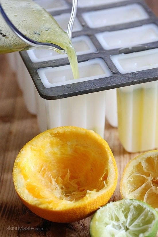 These Citrus Basil Mojito ice pops are the perfect balance of orange, lemon and lime, plus I added fresh mint and basil from my garden which adds just a hint of flavor inspired by my favorite cocktail – mojitos! You can make these with or without the rum, I made them without so I can share them with my toddler.