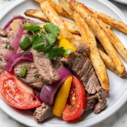Lomo saltado on plate