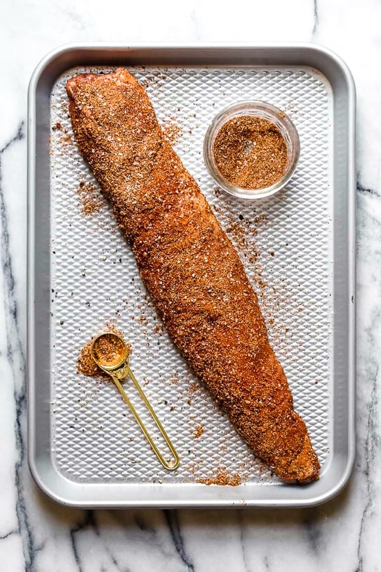 This easy Grilled Cumin Spiced Pork Tenderloin is perfect for summer nights. I season it with a quick, flavorful rub then throw it on the grill. While it cooks for 30 minutes, I make a salad and dinner is ready!