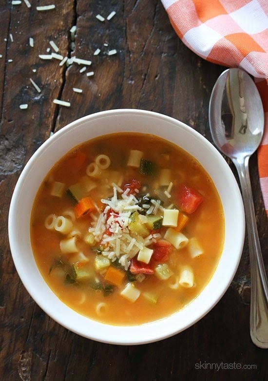 This is by far the BEST Minestrone soup – a classic, hearty Italian soup with tomatoes, white beans, vegetables and pasta.
