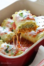 These EASY lasagna rolls are stuffed with zucchini, ricotta and Parmesan, then topped with marinara and mozzarella cheese – delicious, kid friendly and perfect if you want to feed a crowd.