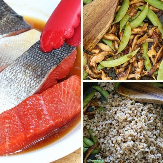 Asian Farro Medley with Salmon is made with shiitake mushrooms, snap peas, ginger, garlic and spices. Not only is this dish absolutely delicious, it's also high in protein, omega-3's and is ready in about 30 minutes.