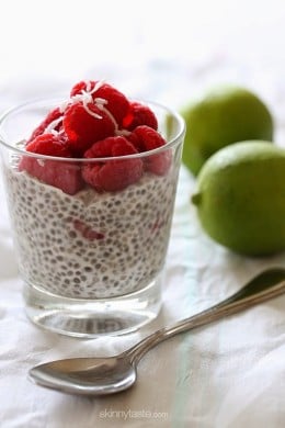 Coconut Lime Raspberry Chia Pudding is the ultimate guiltless dessert, you can even have this for breakfast – if you're into that sort of thing!