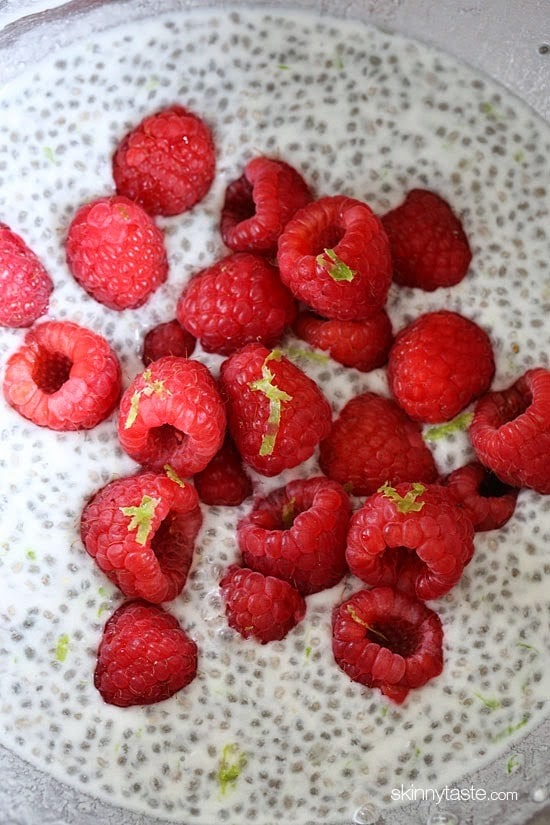 Coconut Lime Raspberry Chia Pudding Coconut Lime Raspberry Chia Pudding is the ultimate guiltless dessert, you can even have this for breakfast – if you're into that sort of thing!