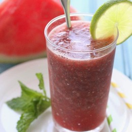 Chia Watermelon Fresca is a refreshing summer beverage made with watermelon and chia seeds.