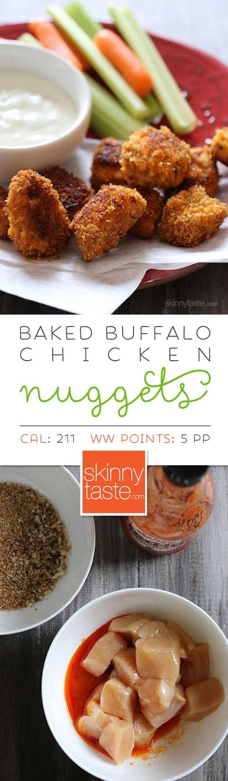 Baked Buffalo Chicken Nuggets Baked Buffalo Chicken Nuggets – healthy baked chicken nuggets with a touch of heat!
